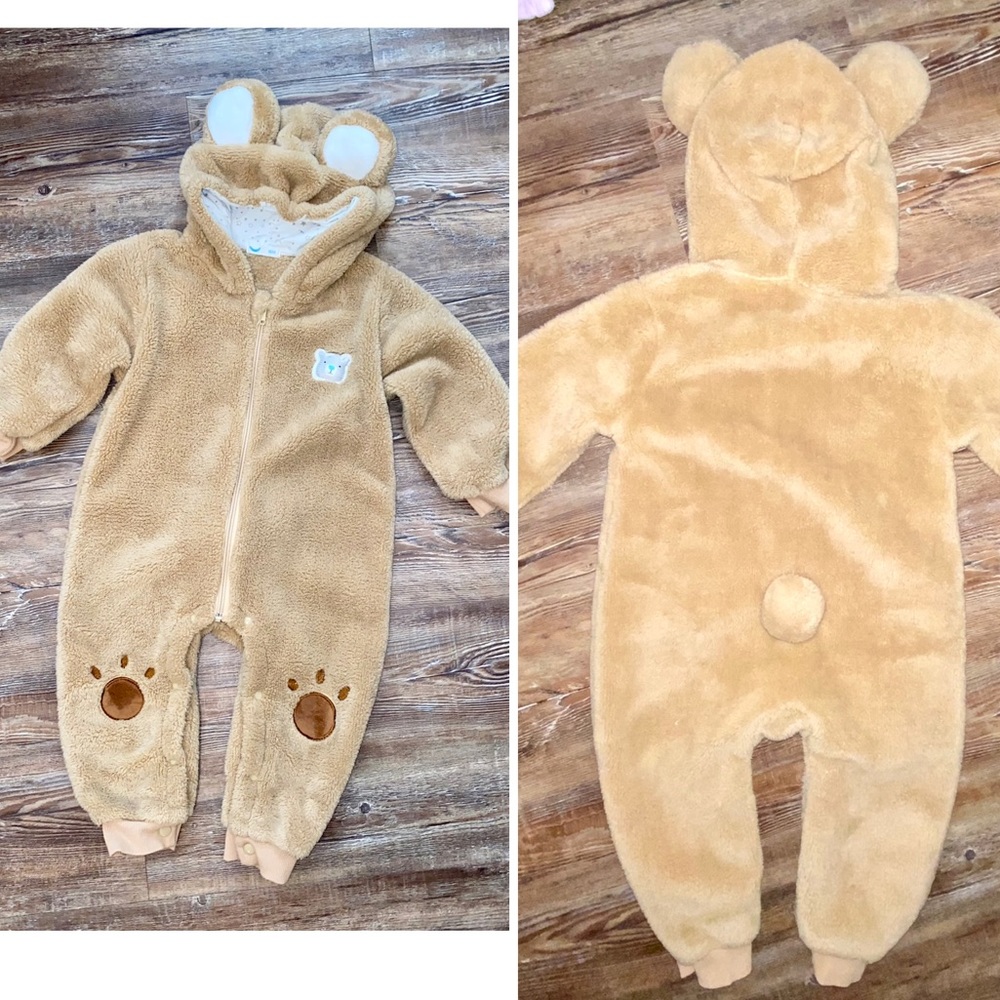 SMILE BY JULIAN MACDONALD  BEAR EARS PAWS HOODED SOFT PLUSH FLEECE SNOWSUIT 6-9M